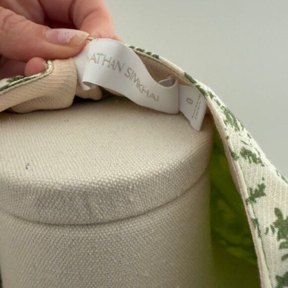 Jonathan Simkhai Green Floral Long Sleeve Dress with Tie Waist Women's 0 - Picture 2 of 5